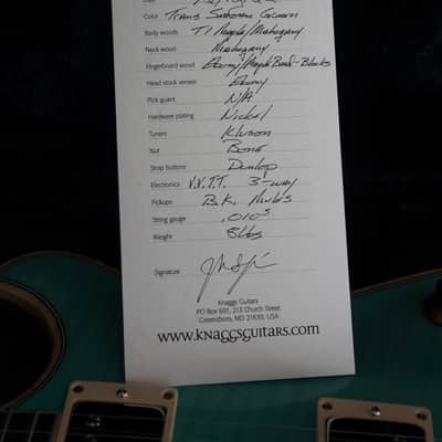 Knaggs Guitars T1 Kenai in Trans Seafoam Green w/ Bare Knuckle Mule Humbuckers image 12