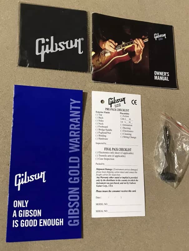 Gibson USA Case Candy 2008-2011 Blank Checklist & Warranty Manual Cloth Les Paul SG Explorer V image 1