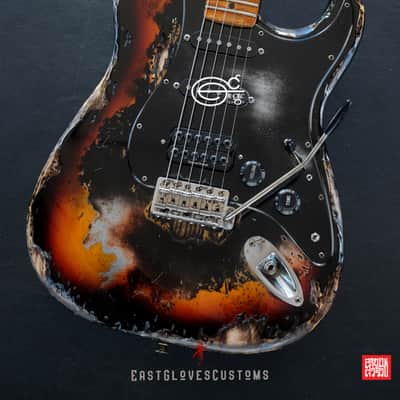 Fender Stratocaster HSS Deluxe Series Sunburst Heavy Aged Relic by East Gloves Customs image 3