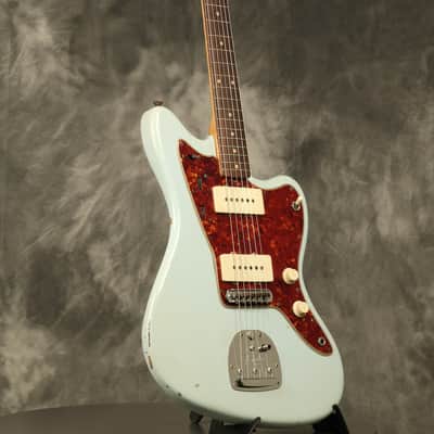 RARE custom color 1962 pre-CBS Fender Jazzmaster w/SLAB BOARD original SONIC BLUE over Sunburst image 7