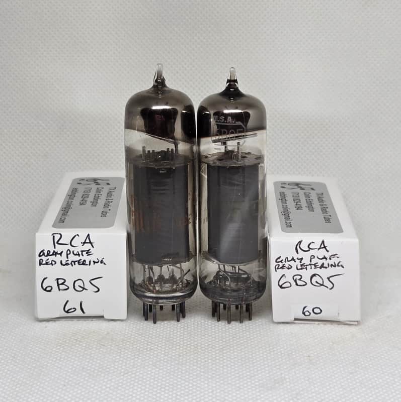 RCA 6BQ5 Gray Plate Almost Perfectly Matched (1.6%) Pair NOS EL84 image 1
