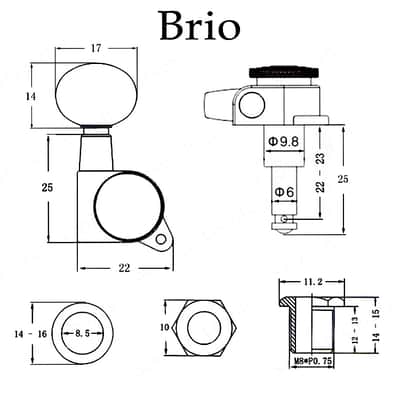 Brio Right Handed 6 In Line Guitar Locking Tuners Oval Chrome image 3