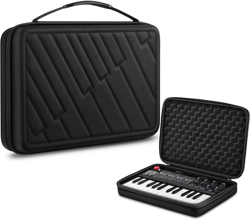 Semi-Hard Carrying Case for AKAI Professional MPK Mini MKII & MK3 & MPK Play | Alesis V Mini 25 Key USB MIDI Keyboard Controller Case with Cable Slot for Business, Travel (Black) image 1