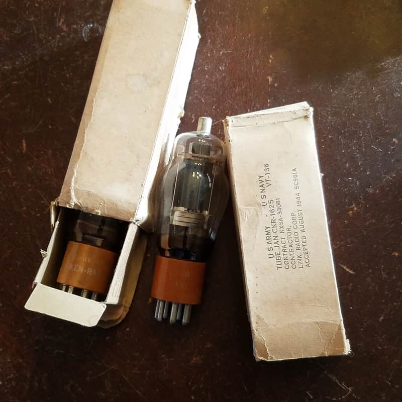 Pair IOB 1625 VT-136 Ken-Rad JAN NOS radio audio vacuum tubes valves tested 1943-1944 Type image 1