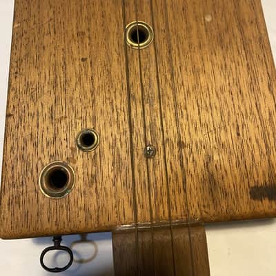 Custom 4-String Cigar Box Guitar – Antique Pre-WWII Mahogany Box – As Found image 4