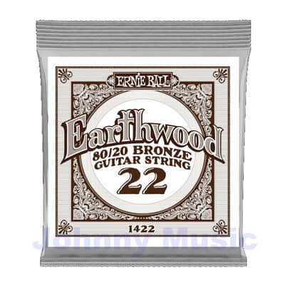 .022" Earthwood 80/20 Bronze Wound Over Brass-Plated High-Carbon Steel Hex-Core Acoustic Guitar Single String image 1