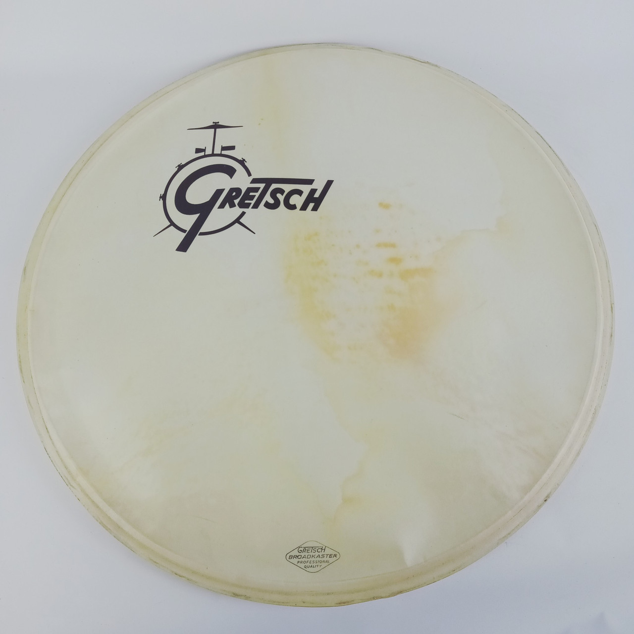 Gretsch 20"Calfskin Broadkaster Resonant Logo Bass Drum Head Vintage 50s Pro USA — main photograph