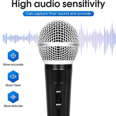 Handheld Wired Karaoke Microphone, Super Cardioid Dynamic Vocal Mic with 13.12ft Detachable XLR Audio Cable and ON/Off Switch, for Karaoke Singing Machine, Speaker image 2