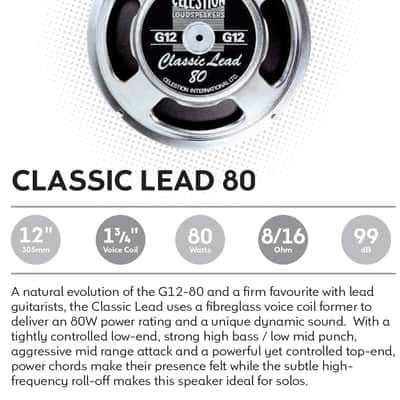 Celestion CLASSIC LEAD 80 12" 16ohm 80W Ceramic Magnet Guitar Speaker 99dB 85Hz T3978 image 1
