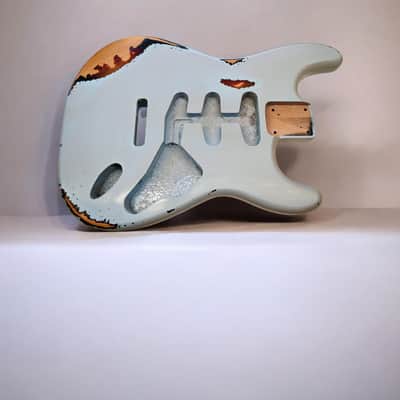 NITRO Relic Sonic Blue over sunburst Alder S-Style guitar body image 1