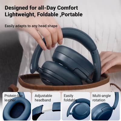 Edifier V80 Hybrid Active Noise Cancelling Headphones, True Wireless, Navy image 6