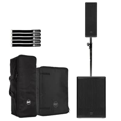 RCF NXL 14-A Black Column Speaker w 15-AX Subwoofer Pole & Covers image 1
