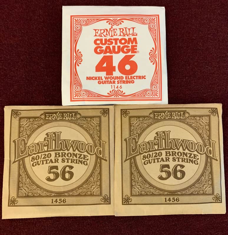 Three Single Guitar Strings - .056 Acoustic and .046 Electric - Opened, Not Played image 1