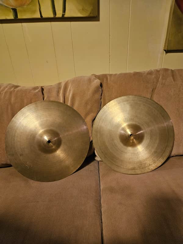 Zildjian 13" A. Zildjian Transition Stamp 1946 - 1953 Paperthin Hats (478 & 506g) image 1