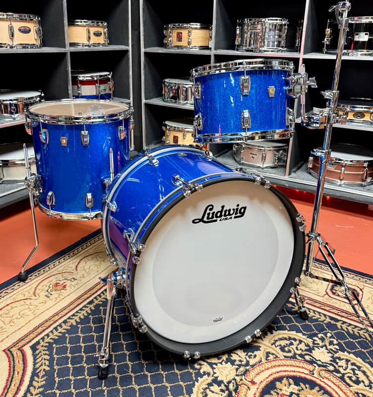 Ludwig Classic Maple Downbeat Outfit 8x12 / 14x14 / 14x20" Drum Set- Blue Sparkle image 1
