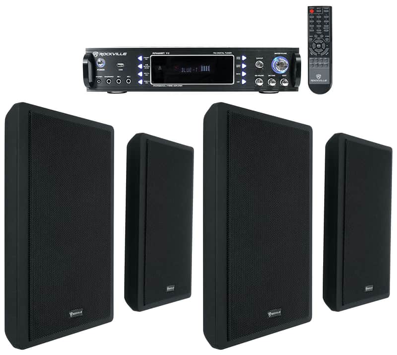 Rockville 1000W Bluetooth Receiver+(4) 5.25" Wall Speakers 4 Restaurant/Bar/Cafe image 1
