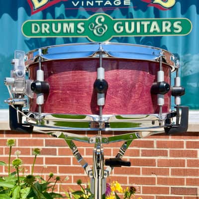 Bison Drum Company 5.5x14 Snare Drum Transparent Red Sparkle image 5