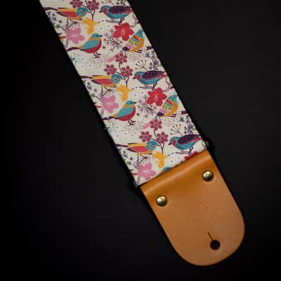 Mr.Strapsky Birds Guitar/Bass Strap (Light Claret), Leather Ends image 4