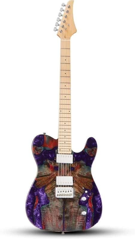 Electric Guitar, 24-Fret Maple Neck with Matte Finish, Glossy Top/Back, Dual Humbucker Pickups, 3-Way Switch, Fixed Bridge, White Brass Frets, Black Inlays(Purple) image 1