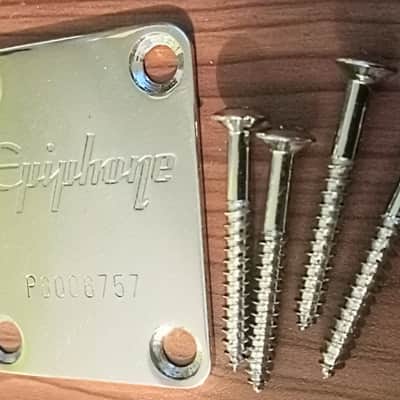 Epiphone P Serial Number Guitar Neck Plate 2000s Chrome Peerless Factory Korea Les Paul SG Junior image 1