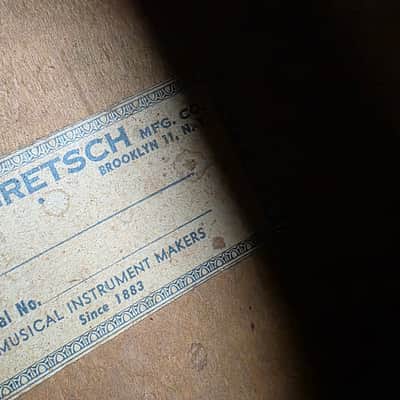 1954 Gretsch 6022 Rancher Jumbo Flat Top Western Orange Early 50s American Vintage 1950's USA G6022 Original Case G Brand Steer Logo Piezo Acoustic-Electric Guitar Spruce Maple Body Country Western Inlays Brazilian Rosewood image 20