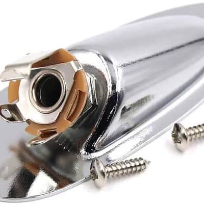 Guitar Input Jack Socket Plate Output Loaded Boat Style 1/4 Inch with Screws for Fender Stratocaster Strat St Mono Electric Guitar for Electric Guitar Replacement Parts(Silver) image 2