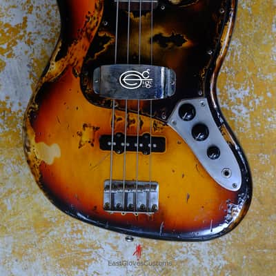 Fender Jazz Sunburst Bass Heavy Aged Relic by East Gloves Customs image 5