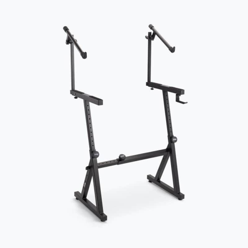 On-Stage KS1365-EJ Pro Heavy-Duty Folding-Z Dual Tier Keyboard Stand - Black imagen 1