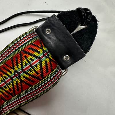 VINTAGE Retro Style Red, Yellow, Green, and Orange pattern 2" STRAP for GUITAR Cotton/Leather Metal Buckle image 7