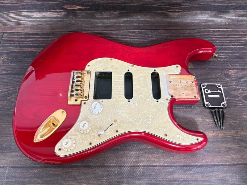 90s Charvel CST-060 Stratocaster Body Ash See-throw Red w/Plate Made in Japan image 1