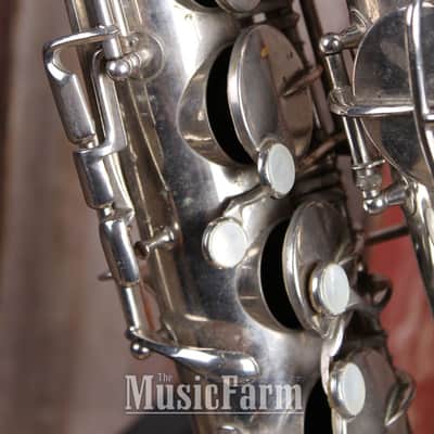 H N White King Vintage 1920s C Melody Saxophone Silver Made in the USA image 22