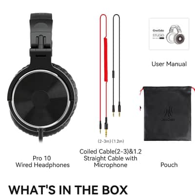 Wired Over-Ear Studio Headphones – Hi-Res 50mm Drivers with 3.5mm & 6.35mm Dual Jack for Recording, Mixing, DJ & Monitoring image 9