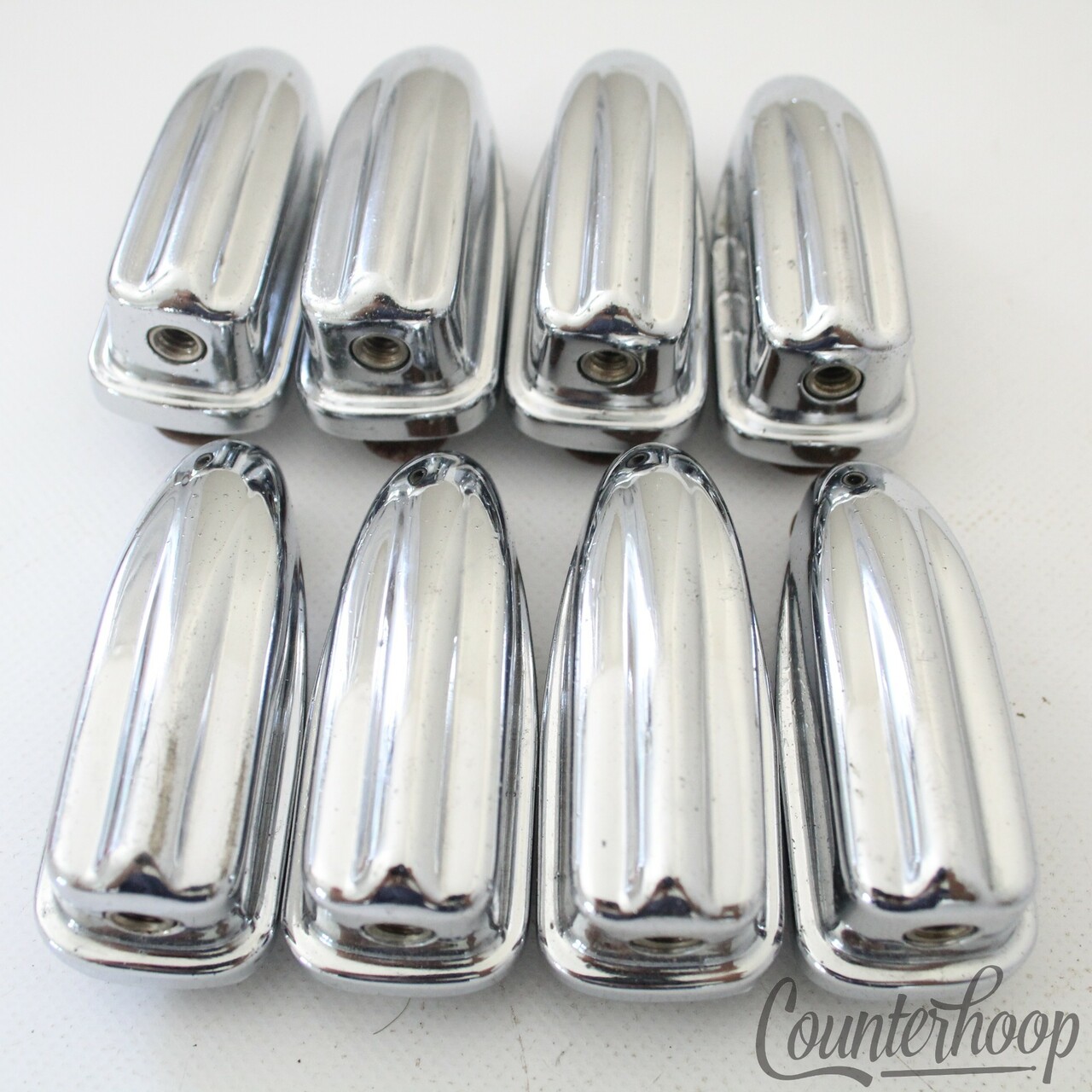 Pearl 8x Bass Drum Lugs Chrome Vintage 70s Metric 2 3/8" Japan Wood-Fiberglass* — main photograph