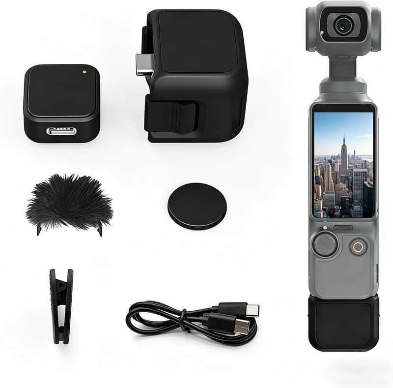 Wireless Lavalier Microphone for DJI Osmo Pocket 3/4 & Xtra Muse - 1TX+1RX Kit, 32kHz HD Sound, 5H Battery & One-Tap Noise Cancellation, Magnetic Clip for Vlog & Live Streaming image 1
