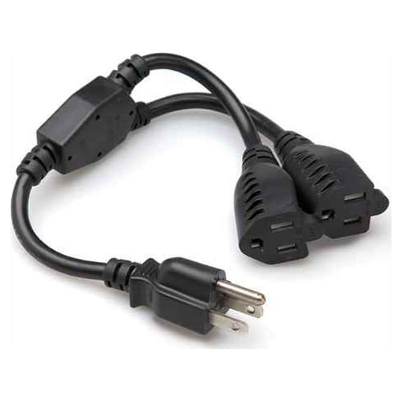 Hosa YAC-406 14 AWG Dual NEMA 5-15R to NEMA 5-15P Power Extension Y Cable image 1