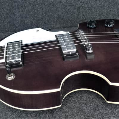 Hofner HI-459 Beatle 6 String Electric Guitar Trans Black Violin Body Shape image 5