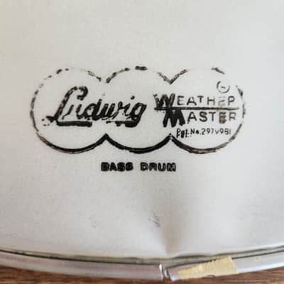 NOS Ludwig Weathermaster 28" Bass Drum Head Smooth White 1960s Script Cloud Stamp image 2