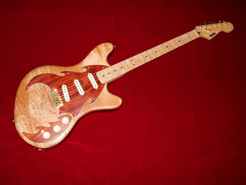 Custom Hand-Built  Purpleheart and Flame Maple "Sollow-Body" Guitar image 1