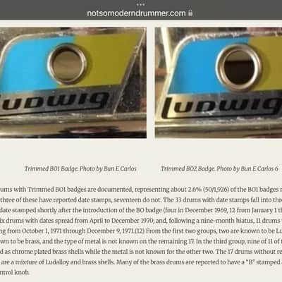 Ludwig, 1970, BO1 “Cut Badge”, Chrome Over Brass, 5” x 14” Snare Drum image 20