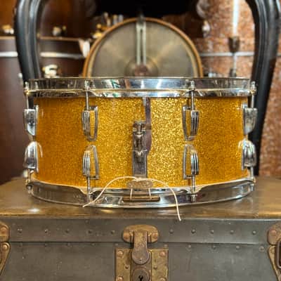 VINTAGE 1960's Ludwig 6.5x14 Snare Drum in Gold Sparkle image 2