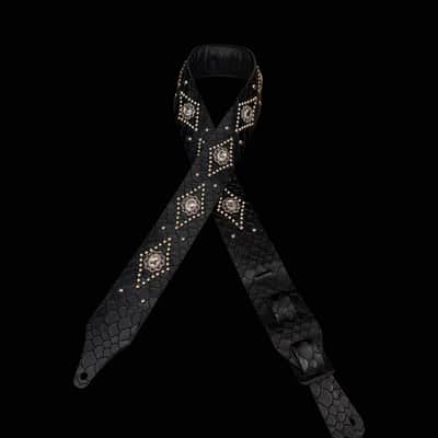 Carlino Crystal black scale leather strap with satin nickel studding 2026 - Black image 3