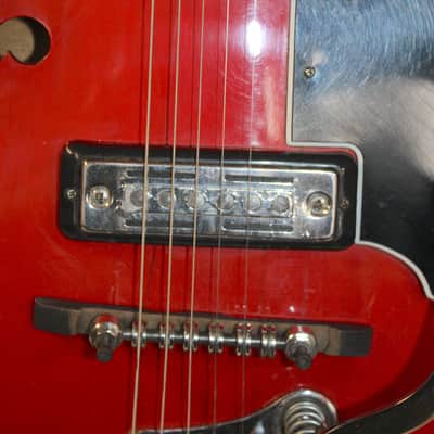 Vintage 1960's Sorrento Red Sunburst Hollow Body Electric Guitar With Gig Bag image 3