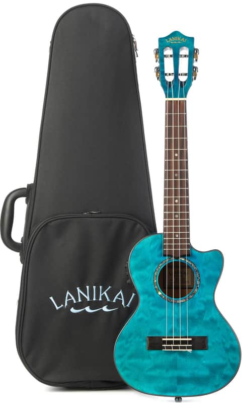 Lanikai QM-BLCET Tenor Ukulele with Cutaway & Electronics - Blue Stain image 1