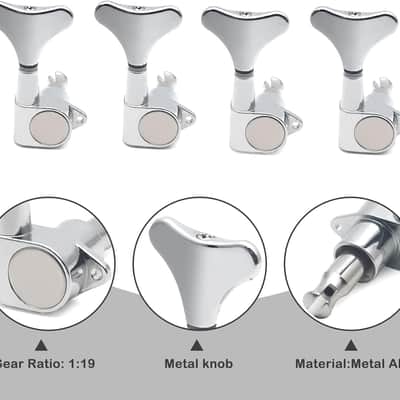 4R Electric Bass Guitar Sealed Tuning Pegs Tuners Machine Heads Tuning Keys/Buttons Guitar Parts Machine Head Tuners for Precision Bass and Jazz Bass (Chrome) image 2