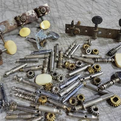 1.5 Lbs Vintage RARE 1960's Teisco Harmony Silvertone Kay 3x3 Individual Plate Guitar Tuners Screws Gears Luthier Parts image 2
