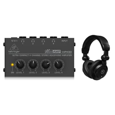 Behringer HA-400 Ultra Compact 4-Channel Stereo Headphone Amplifier, Bundle with TAPH100 Studio Monitor Headphones image 4