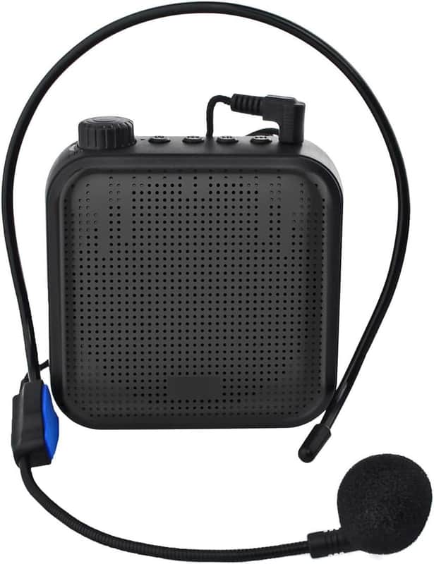 Voice Amplifier 12W Rechargeable PA System (1200mAh) with Wired Microphone for Teachers, Coaches, Tour Guide and More (Black) image 1