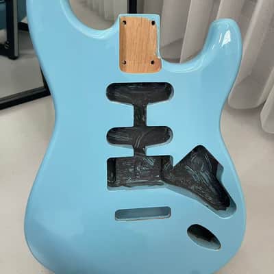blue gloss SSH Alder wood  Strat Electric guitar body single single humbucker image 4