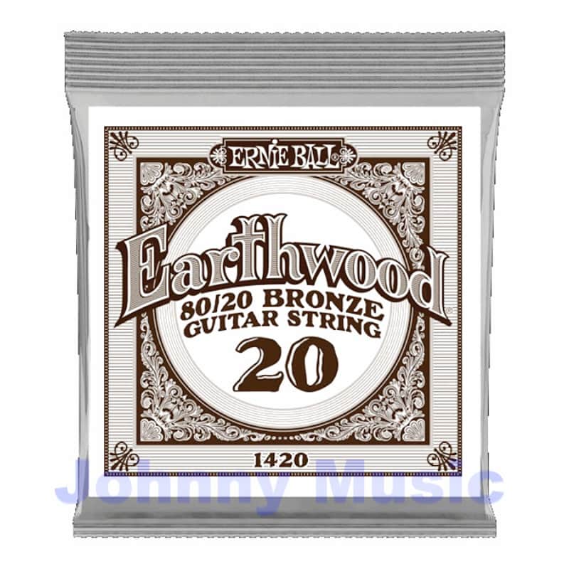 .020" Earthwood 80/20 Bronze-Wnd Over Brass-Pltd Hi-Carbon Steel Hex-Core Acous-Guitar Single String image 1