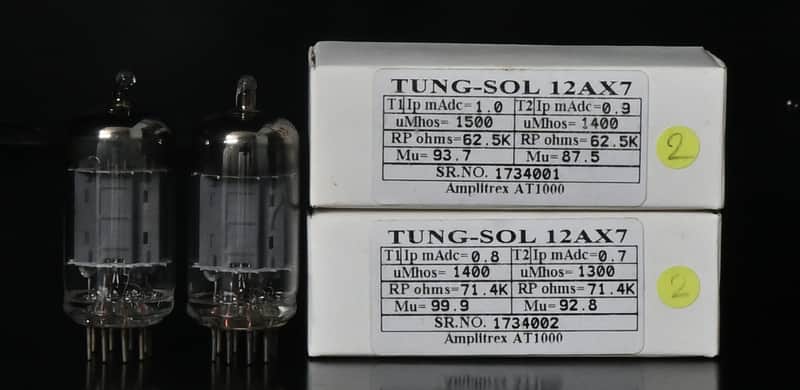2x 1960's Tungsol 12AX7/ECC83 Top Ring Getter USA Made  Amplitrex Tested Tube image 1